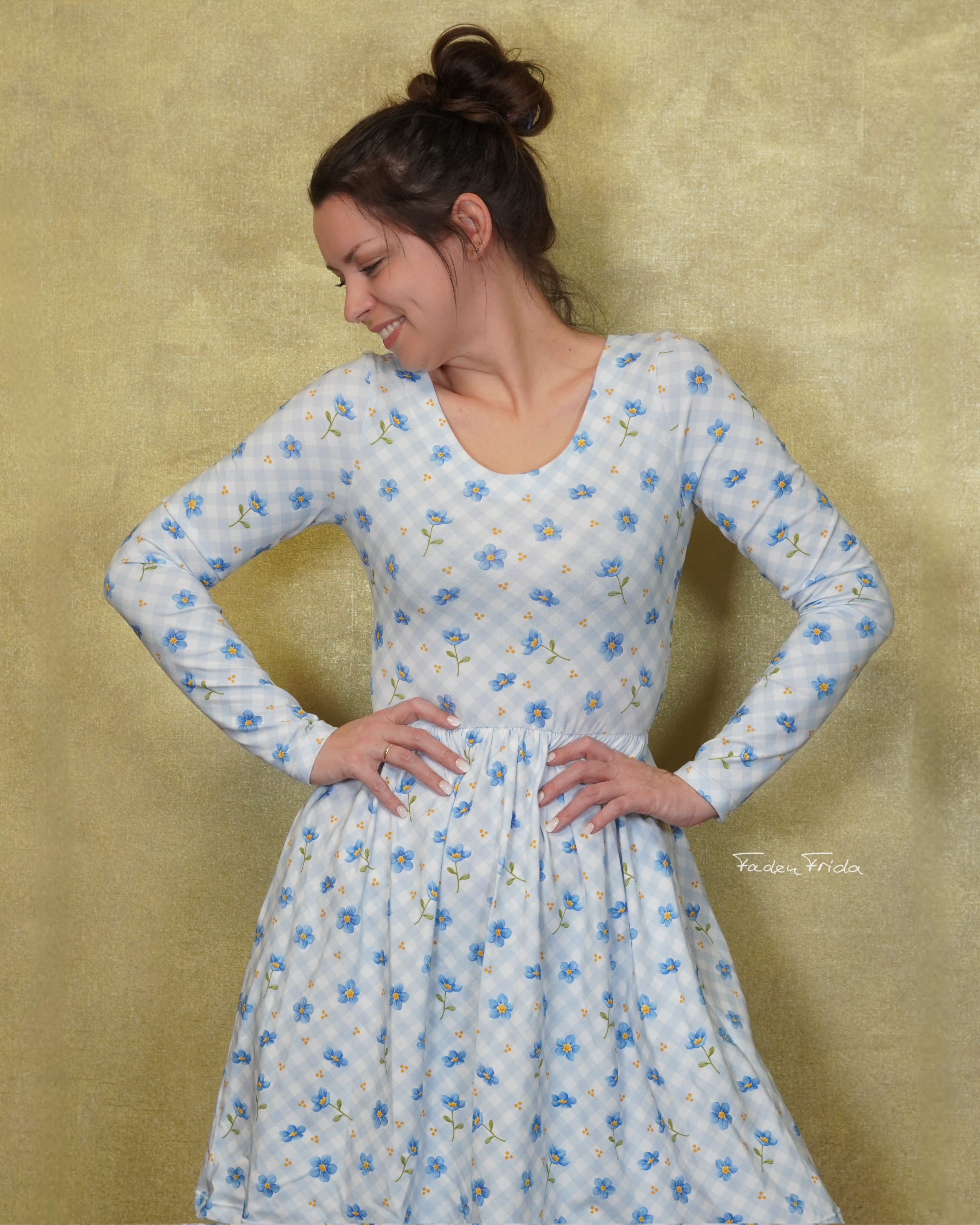 Organic Fabric - Vergissmeinnicht Vichy Karos blue