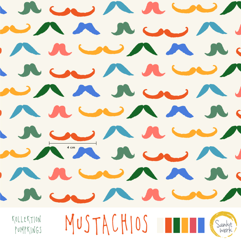 Bio Stoff  - Mustachios - Sanktwerk, Halloween, bunt