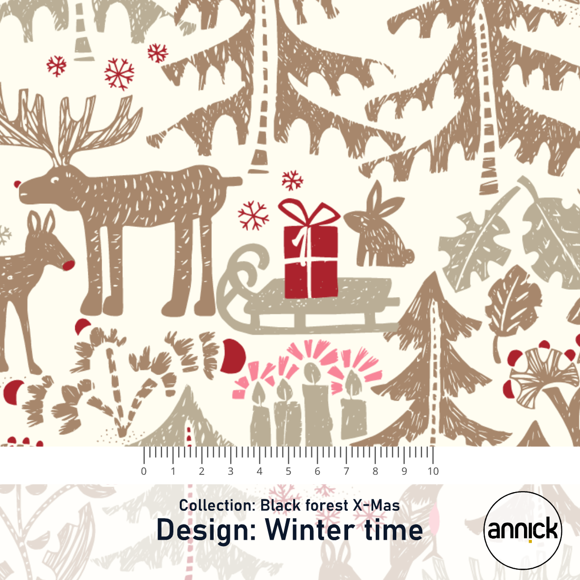 Bio Webware Stoff - Black Forest X Mas Winter Time - Annick, Wald, Winter, beige, 100% Bio-Baumwolle Bio Webware Stoff - Black Forest X Mas Winter Time - Annick, Wald, Winter, beige, 100% Bio-Baumwolle
