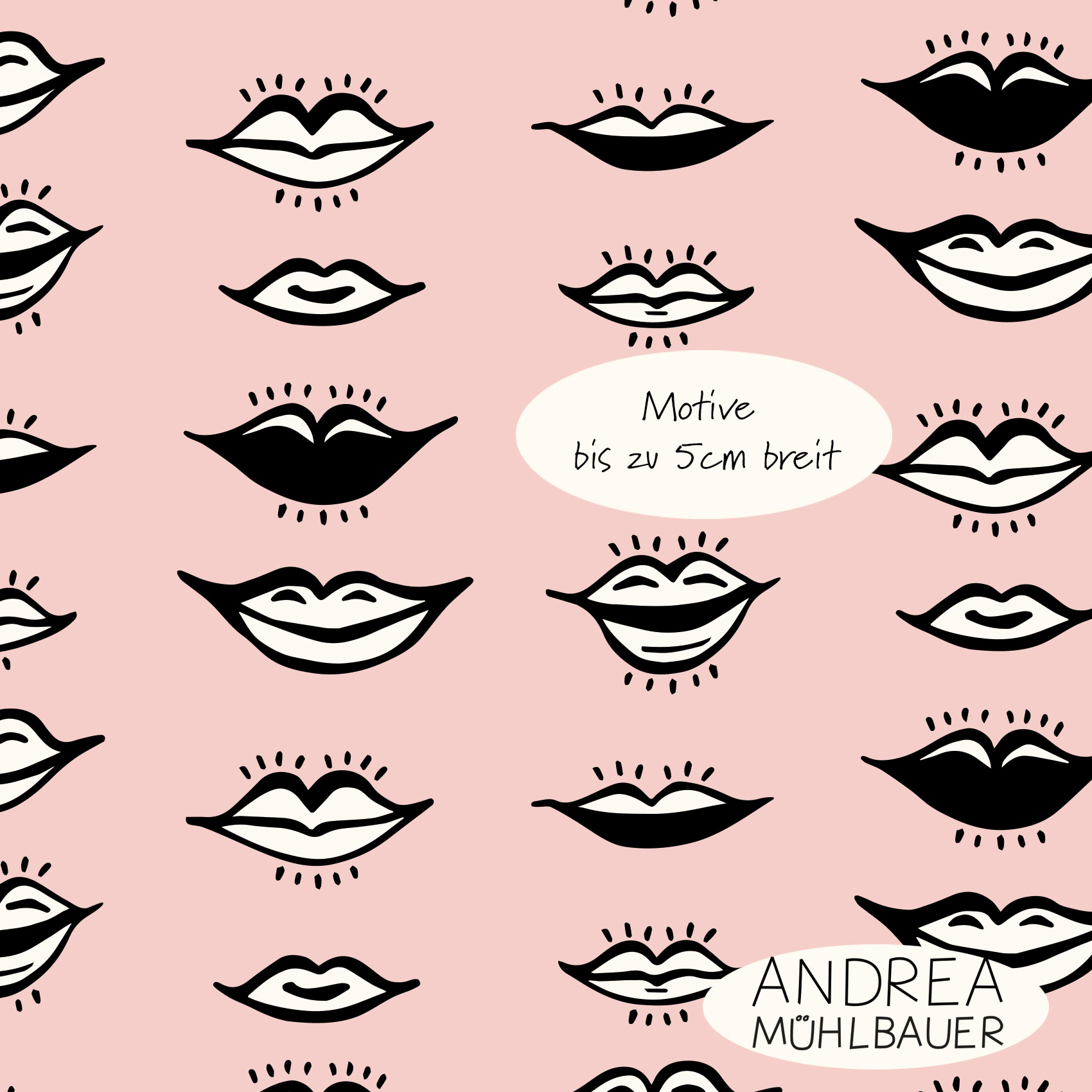 Bio Webware Stoff  - Kisses Light Pink - AndreaMuehlbauer, rosa, Gegenstände, 100% Bio-Baumwolle