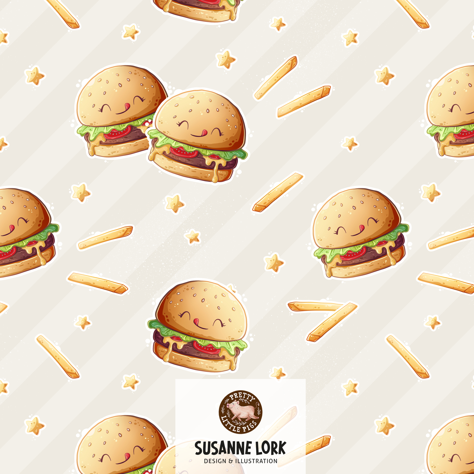 Bio Stoff - Burger Cream by Pretty Little Pigs in cream