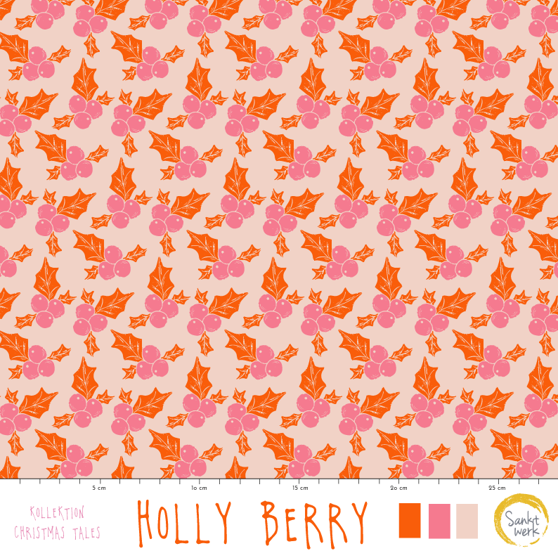Organic Fabric - Holly Berry 