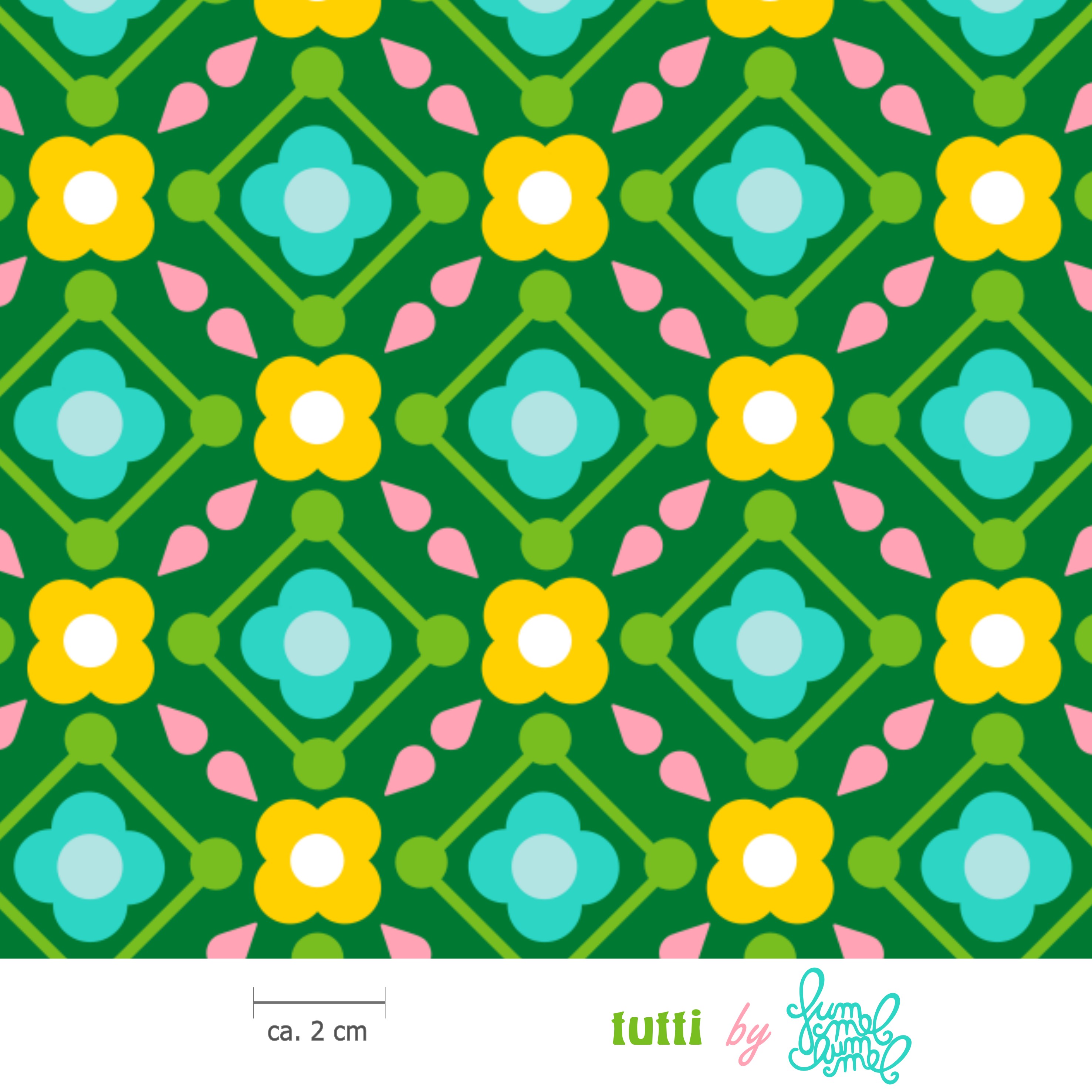 Bio Stoff  -  Tutti Grün - Fummelhummel, Floral & Blumen, grün