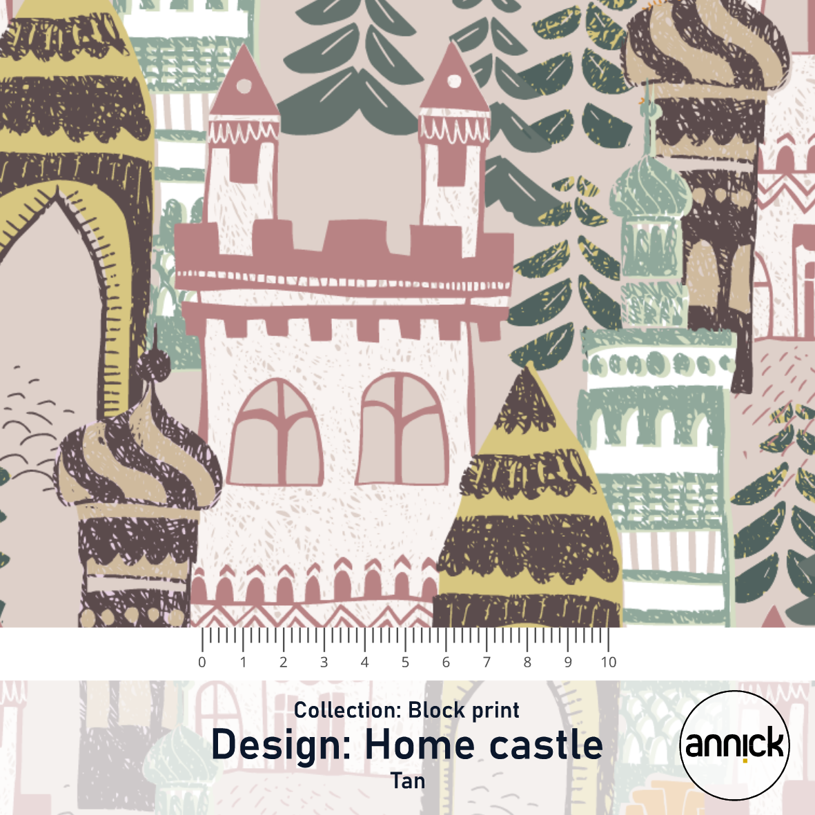 Bio Stoff  -  Block Print Home Castle Tan  - Annick, beige, Abstrakt