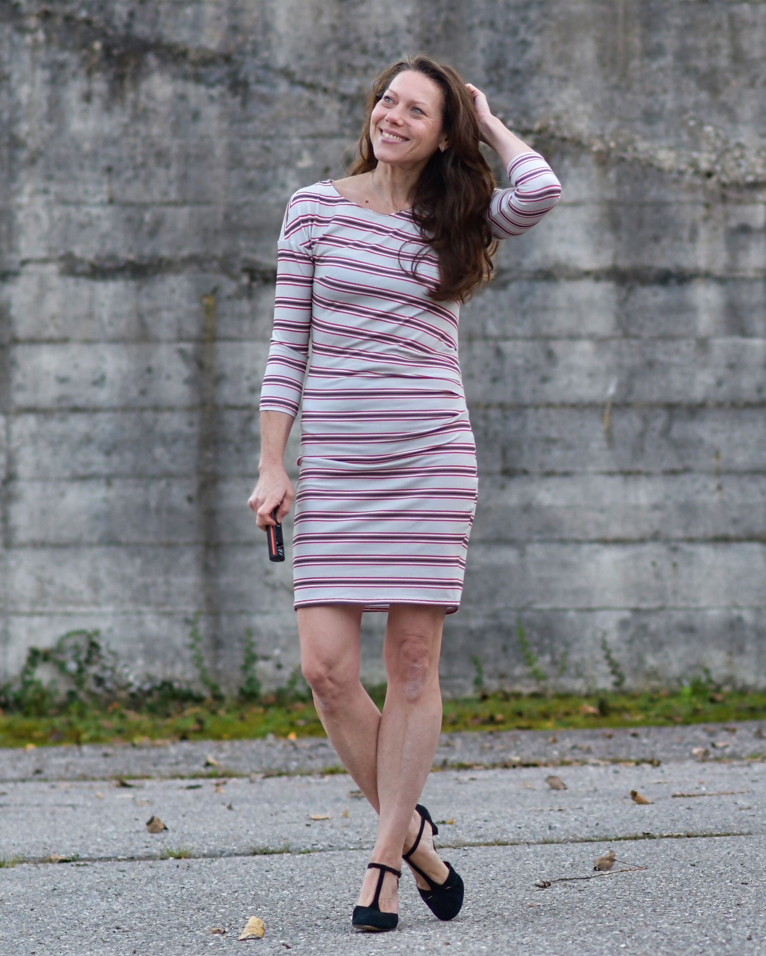 Organic Fabric - Woodland Stripe Beige by Alexandra Weise in beige