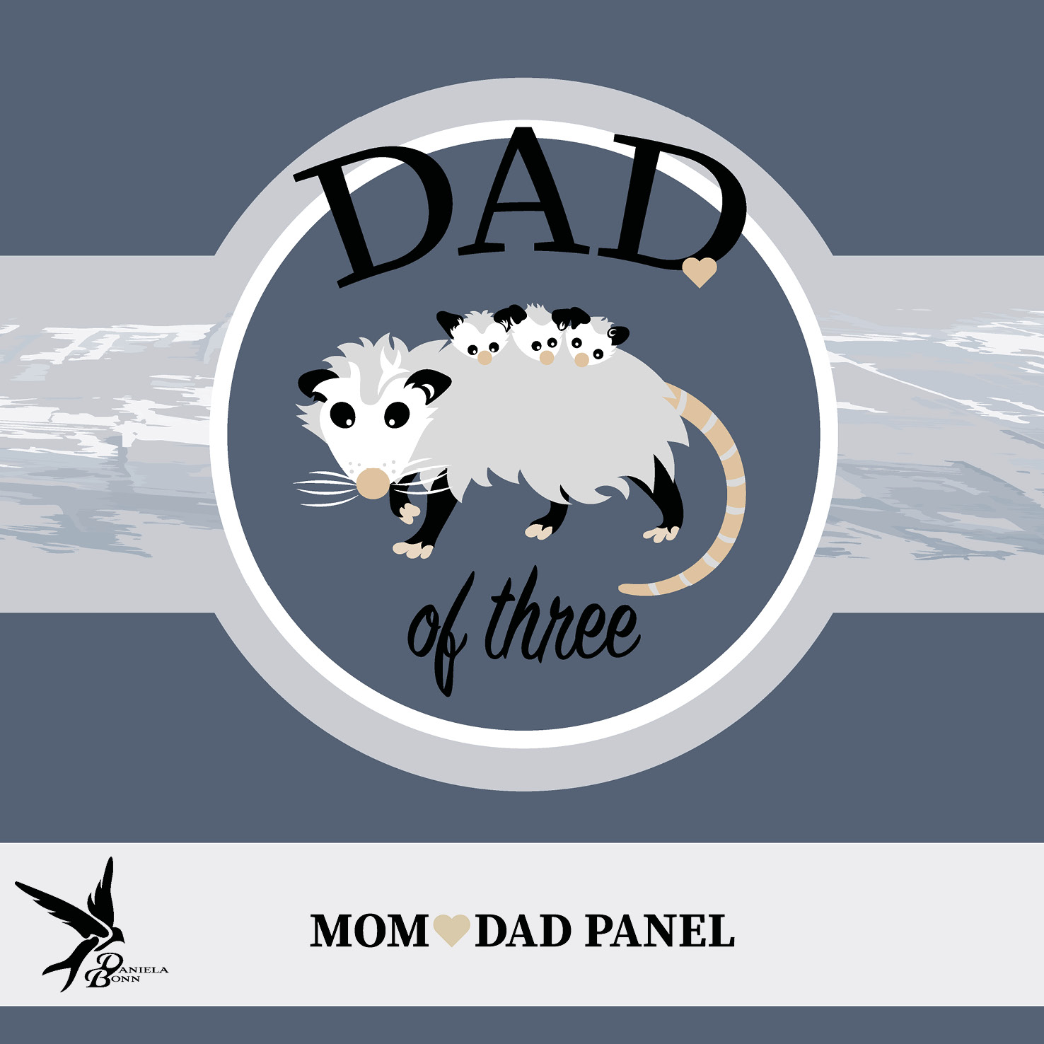 1,00 m Panel Dad of Three Opossum Blau 