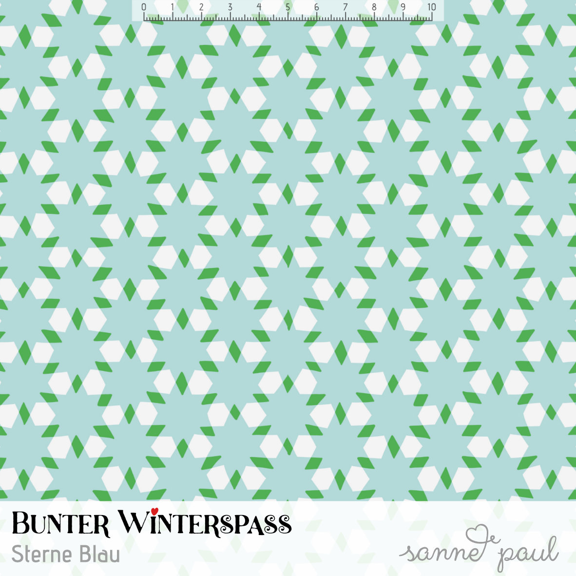 Organic fabric  - Bunter Winterspaß Sterne blue