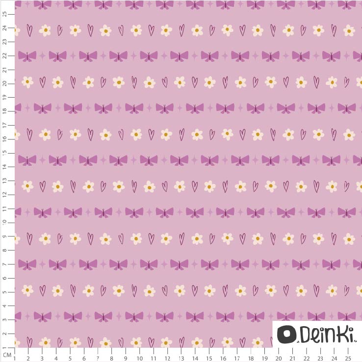 Bio Fabric - Flowers and Bows Pink by Deinki in pink