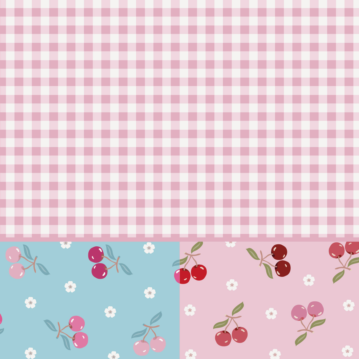 Bio Stoff - Cherry Picknick Karo Rosa von Evi Roider in rosa