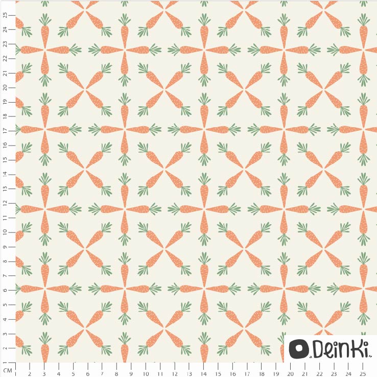 Bio Webware Stoff - Folk Möhren Weiß Grün - Deinki, creme, Ostern 100% Bio-Baumwolle Bio Webware Stoff - Folk Möhren Weiß Grün - Deinki, creme, Ostern 100% Bio-Baumwolle