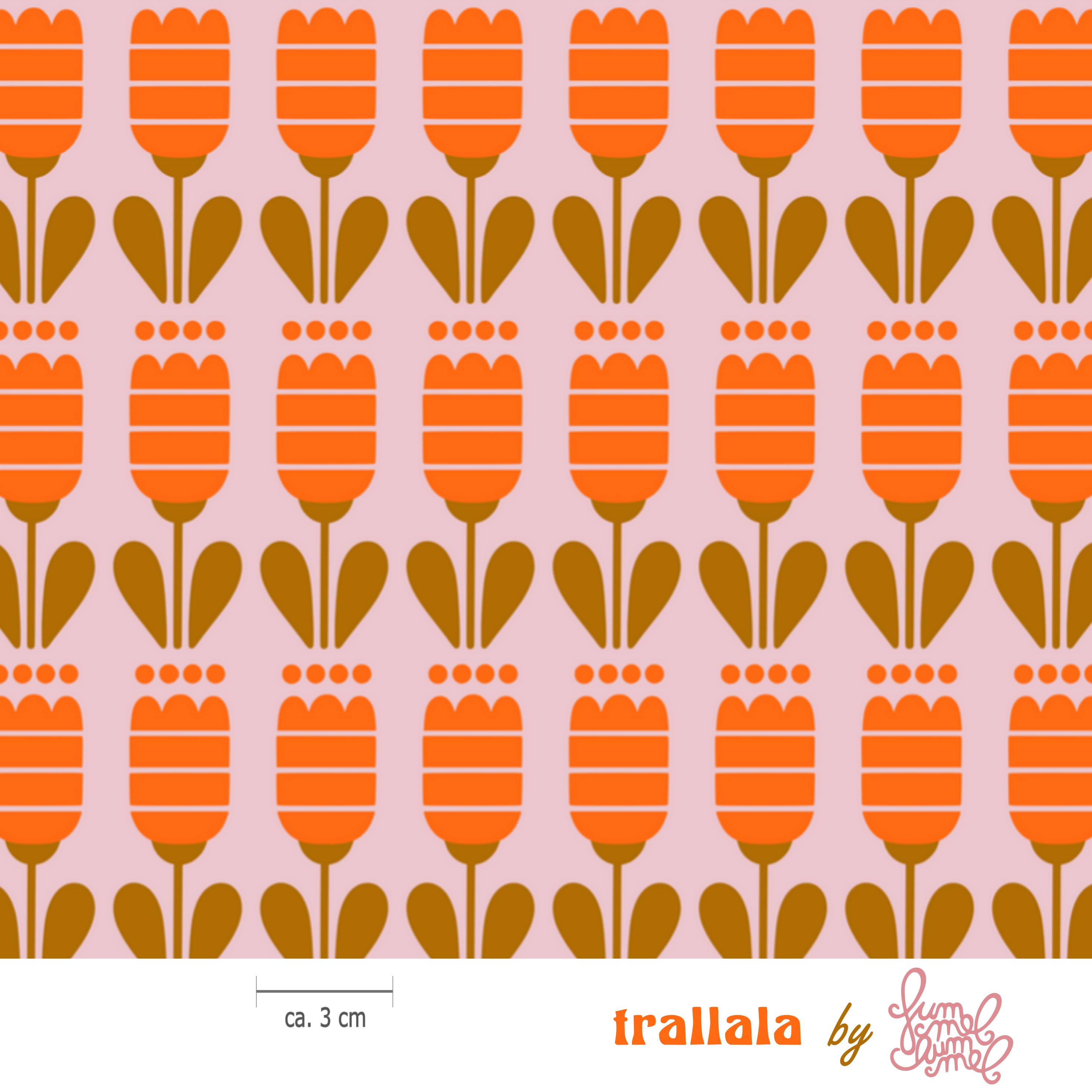 Bio Stoff  - Trallala Orange - Fummelhummel, bunt, Floral & Blumen