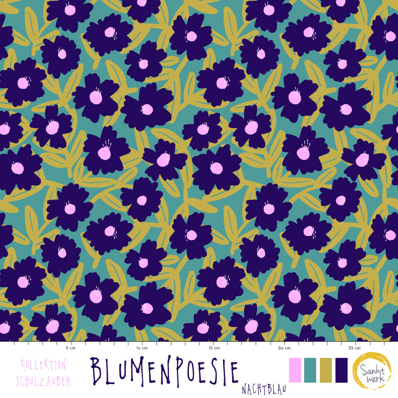 Bio Stoff  - Blumenpoesie - Sanktwerk, grün, Floral & Blumen