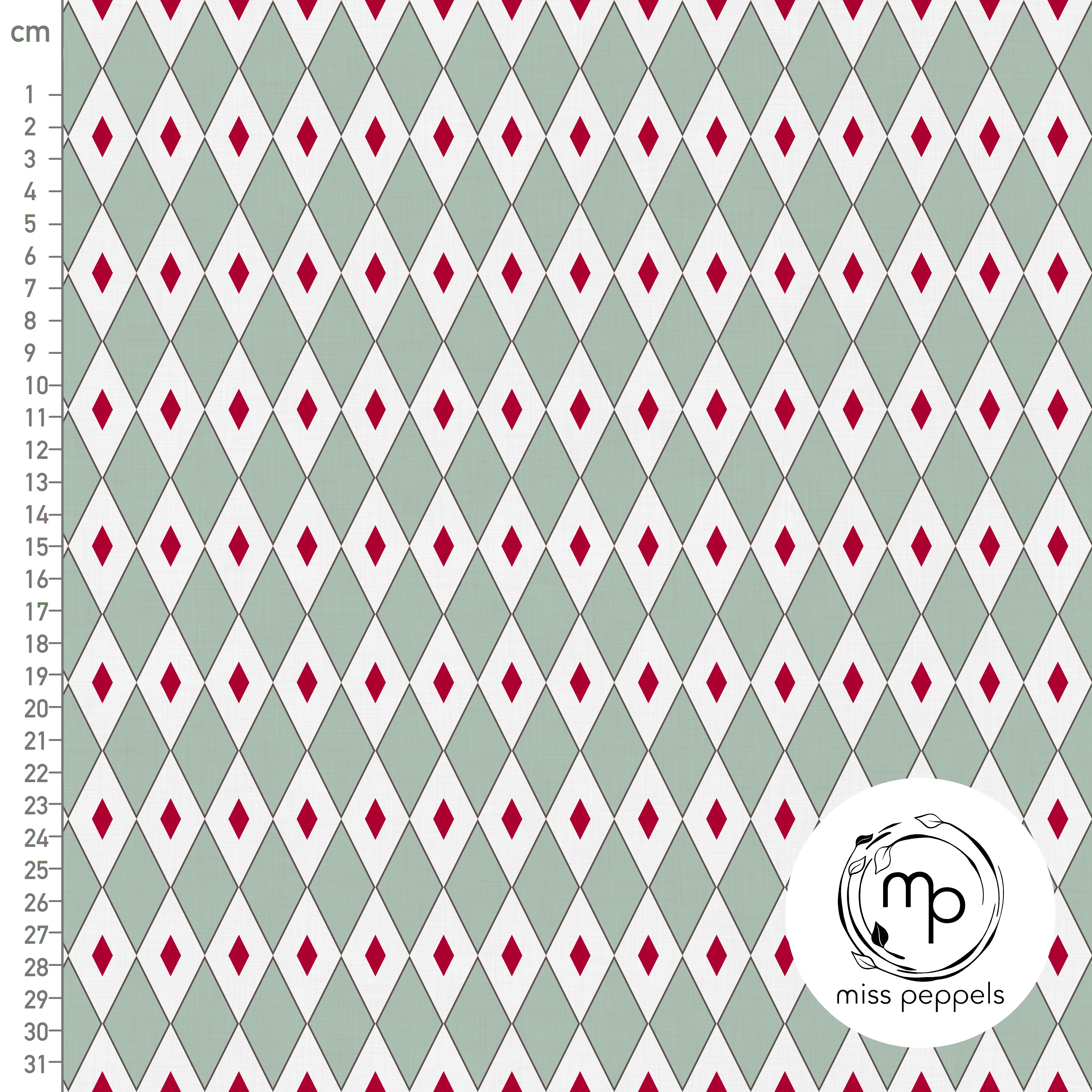 Bio Stoff  - Rauten blau - misspeppels, Weihnachten, Geometrische Muster, grün