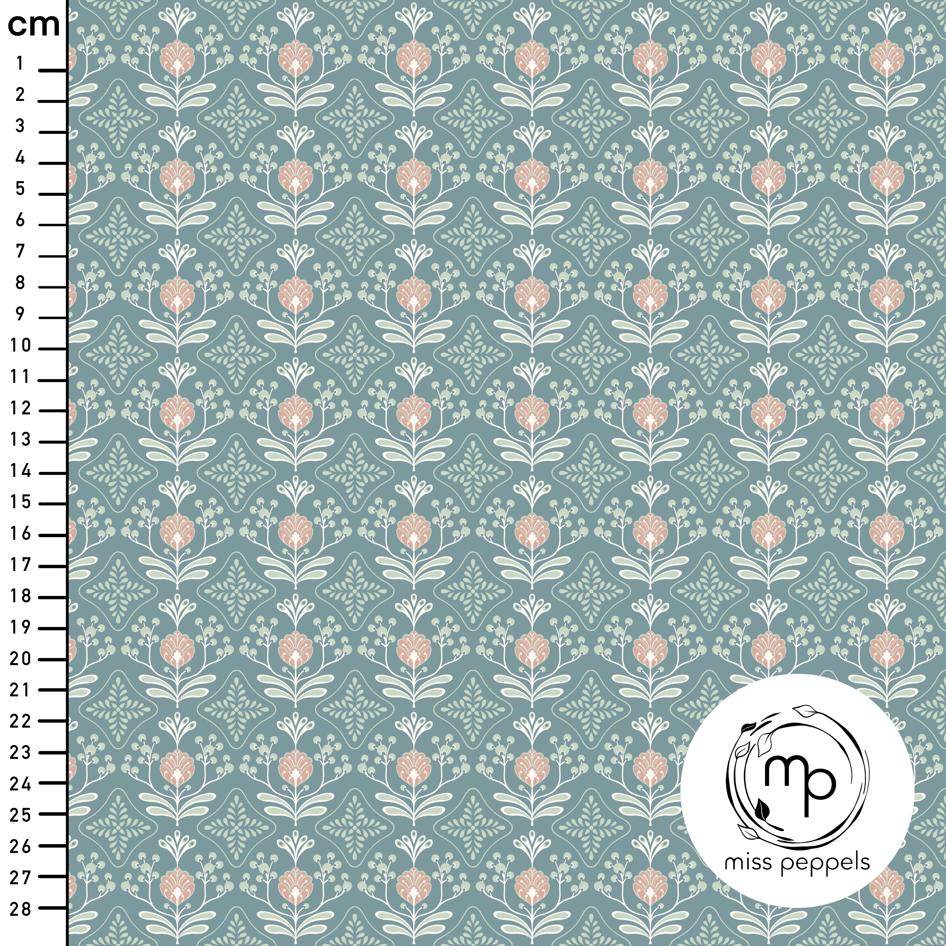 Bio Stoff  - Blumenstrauß C - misspeppels, türkis, Floral & Blumen