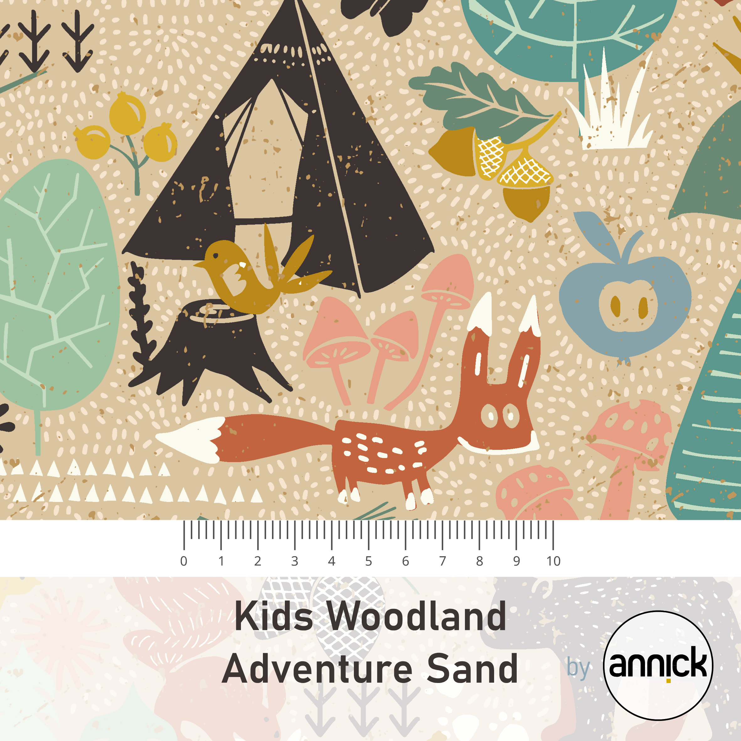 Bio Webware Stoff - Kids Woodland Adventure - Annick, Tiere, Natur, Wald, beige, 100% Bio-Baumwolle Bio Webware Stoff - Kids Woodland Adventure - Annick, Tiere, Natur, Wald, beige, 100% Bio-Baumwolle