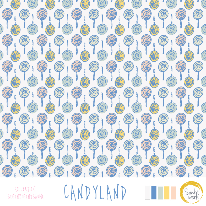 Bio Webware Stoff - Candyland - Sanktwerk, Regenbogen, weiß, 100% Bio-Baumwolle Bio Webware Stoff - Candyland - Sanktwerk, Regenbogen, weiß, 100% Bio-Baumwolle