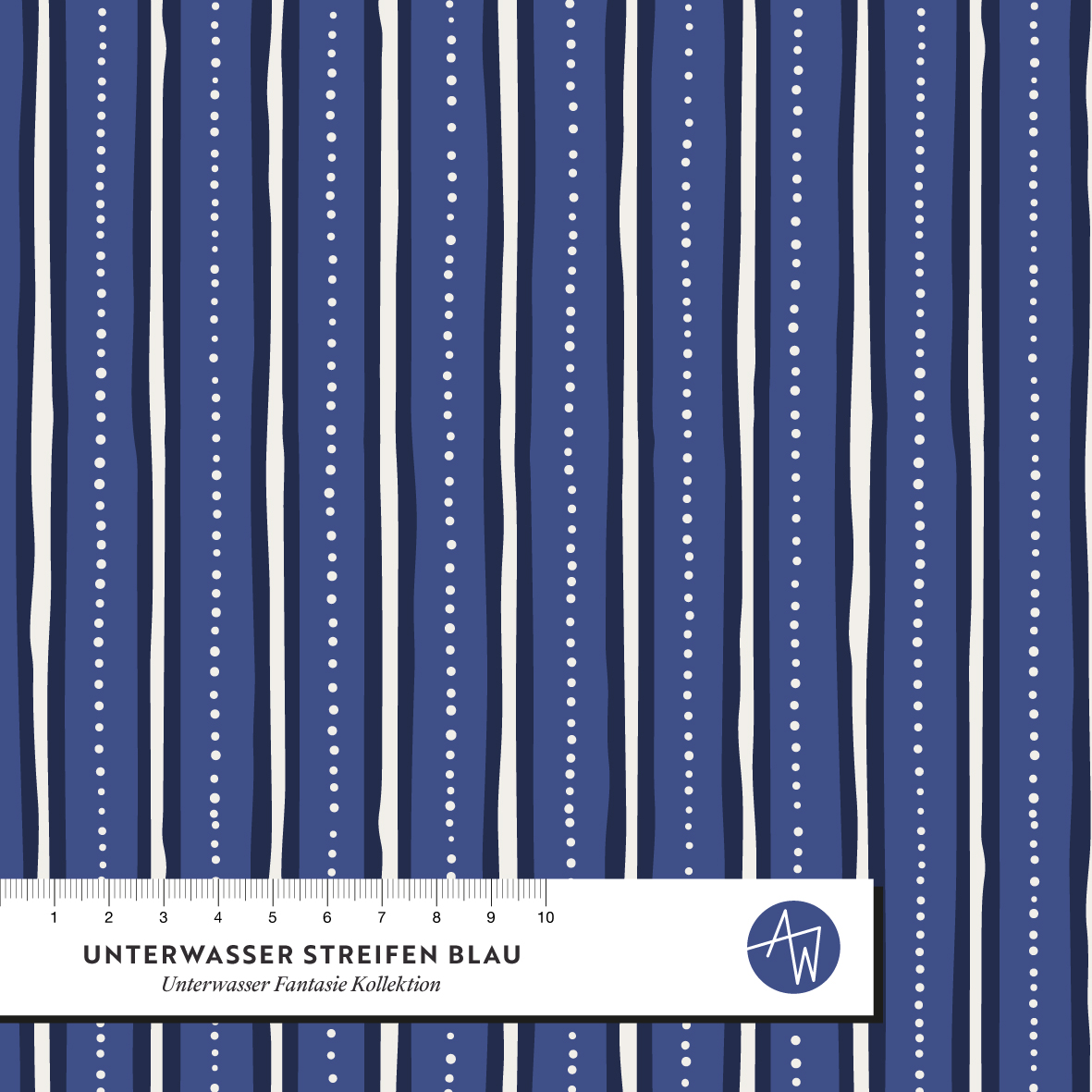 Organic Fabric - Underwater Stripes Blue by Alexandra Weise in blue