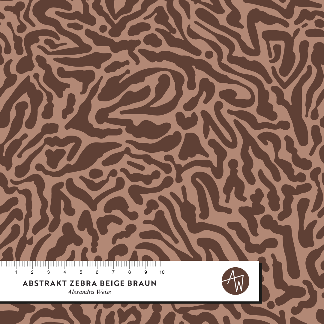 Bio Stoff - Abstrakt Zebra Beige Braun von Alexandra Weise in beige