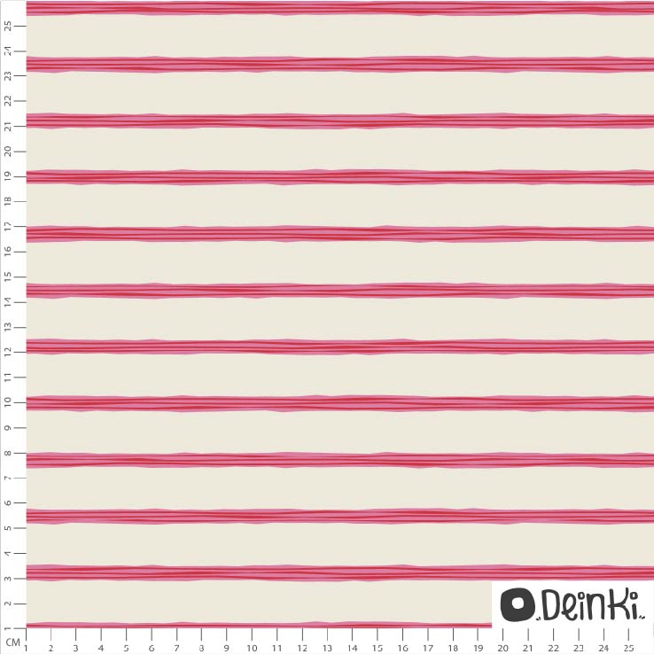 Organic Fabric - Ribbon cream, pink