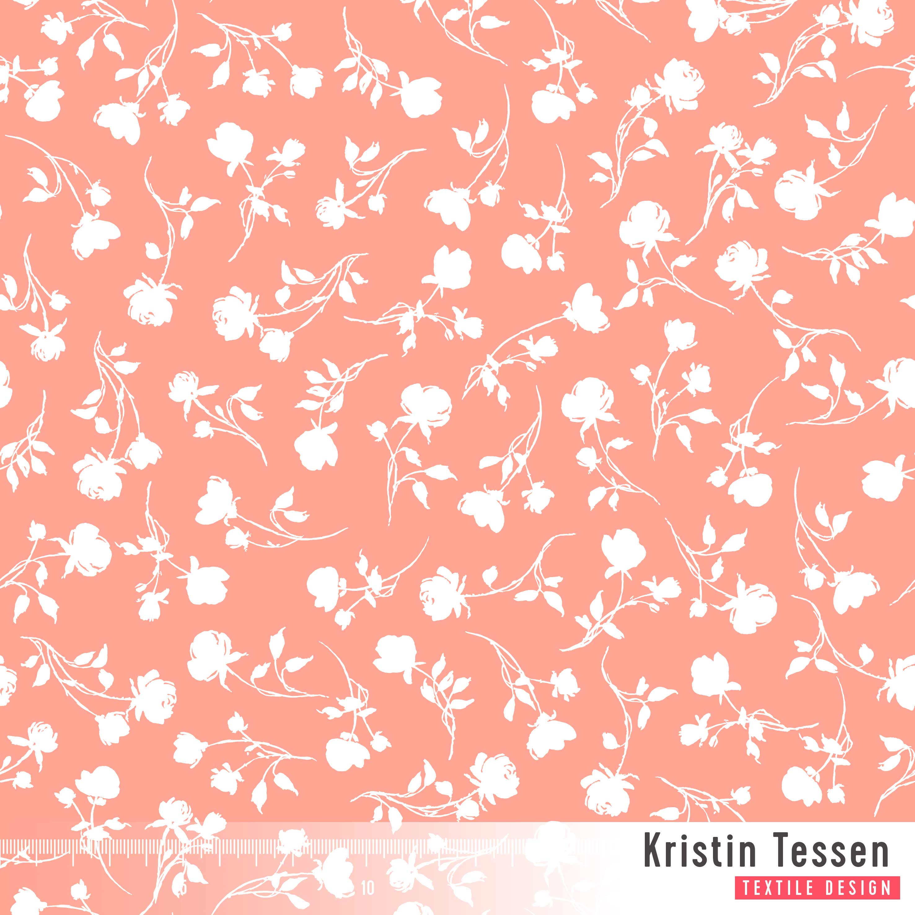 Bio Stoff - Ditsy Roses Uni Coral von Kristin Tessen in apricot