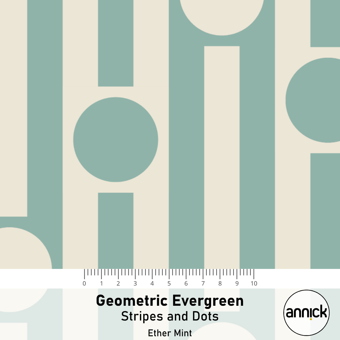 Bio Stoff - Geometric Evergreen Stripes and Dots mint