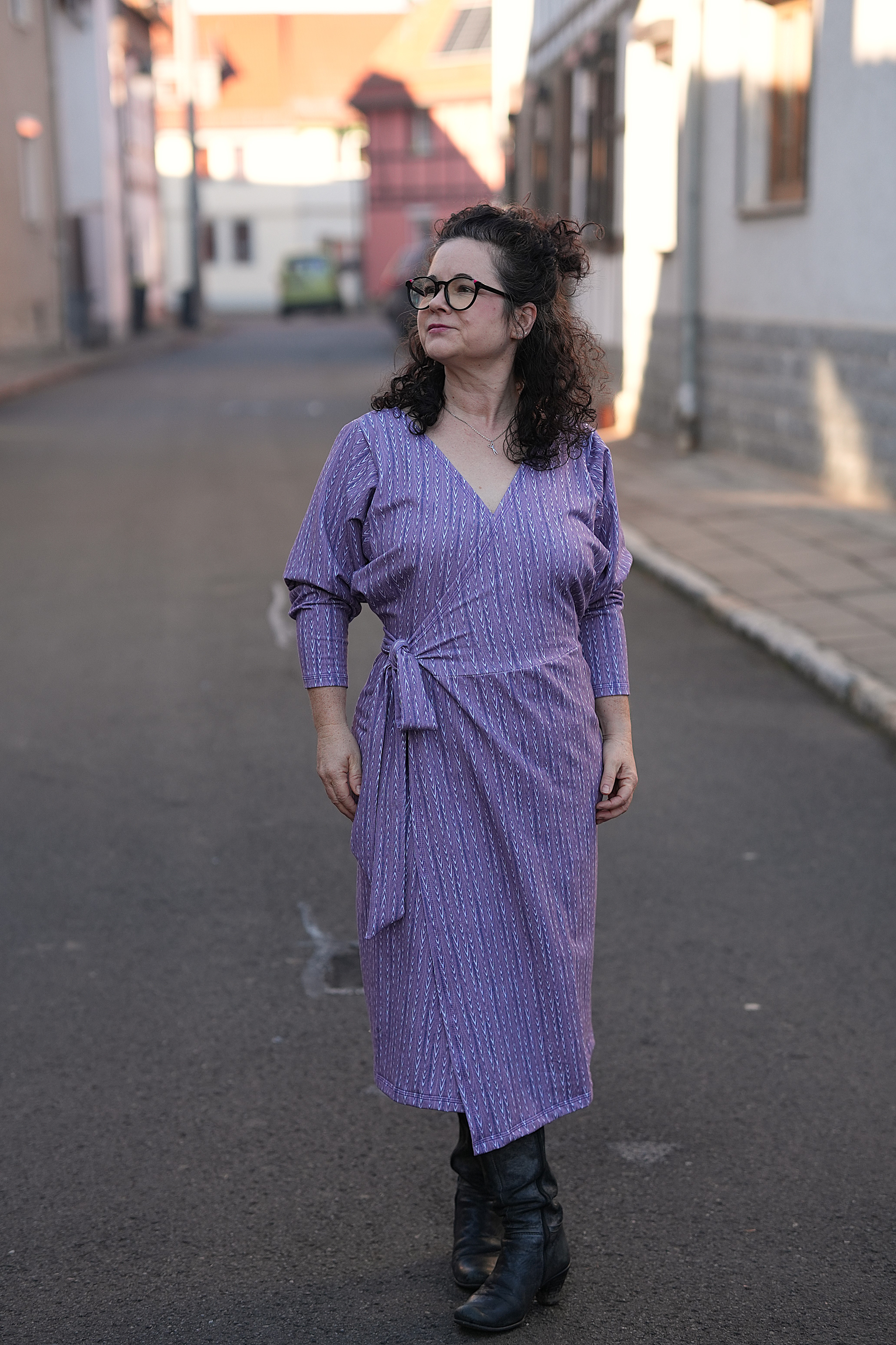 Organic Fabric - Abstract Wildness Knitting Pattern purple, small