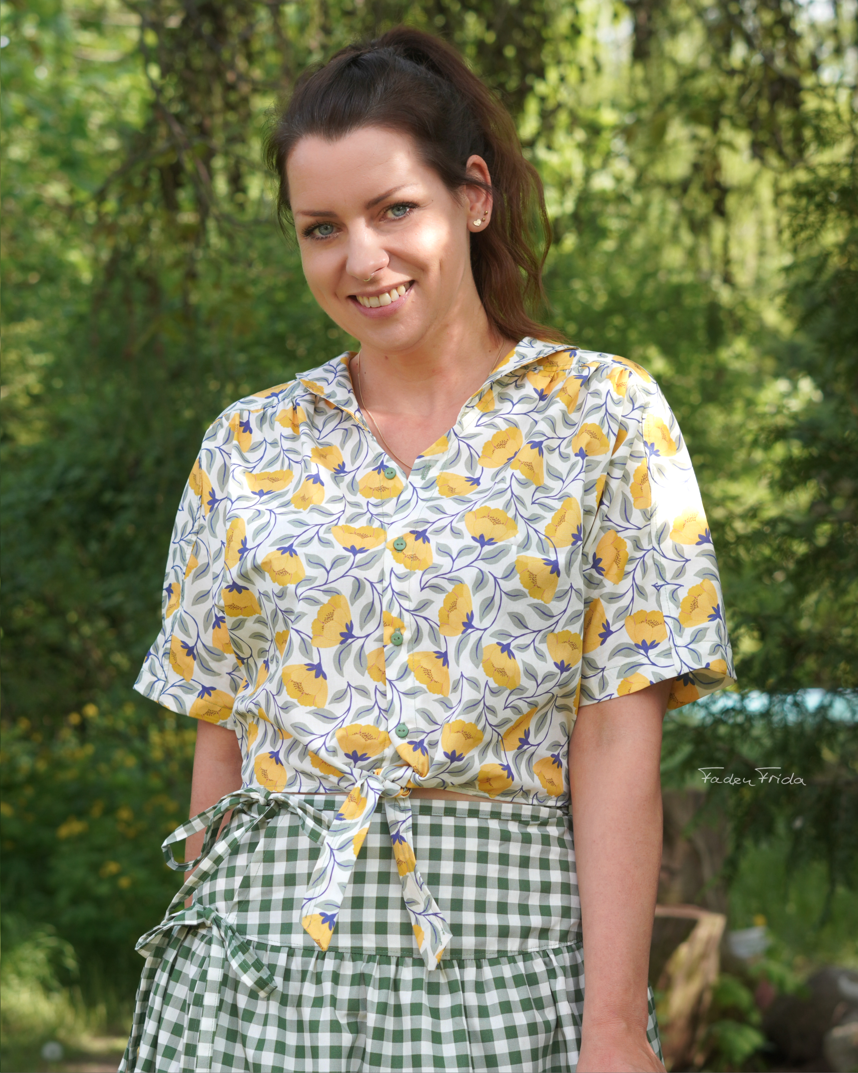Bio Stoff  - Sommerblüten und Blätter creme, gelb