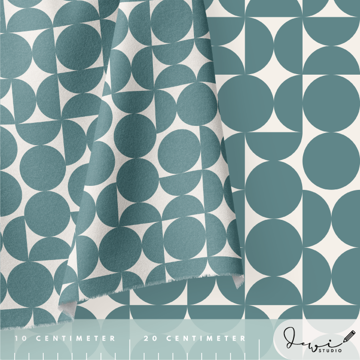 Bio Stoff - Retroscholle Punkte petrol