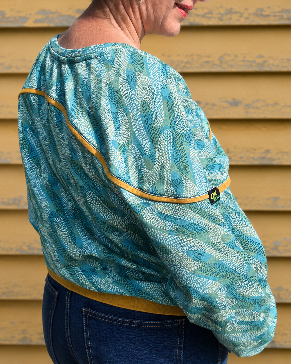 Organic fabric - Sommergold Schwarm petrol