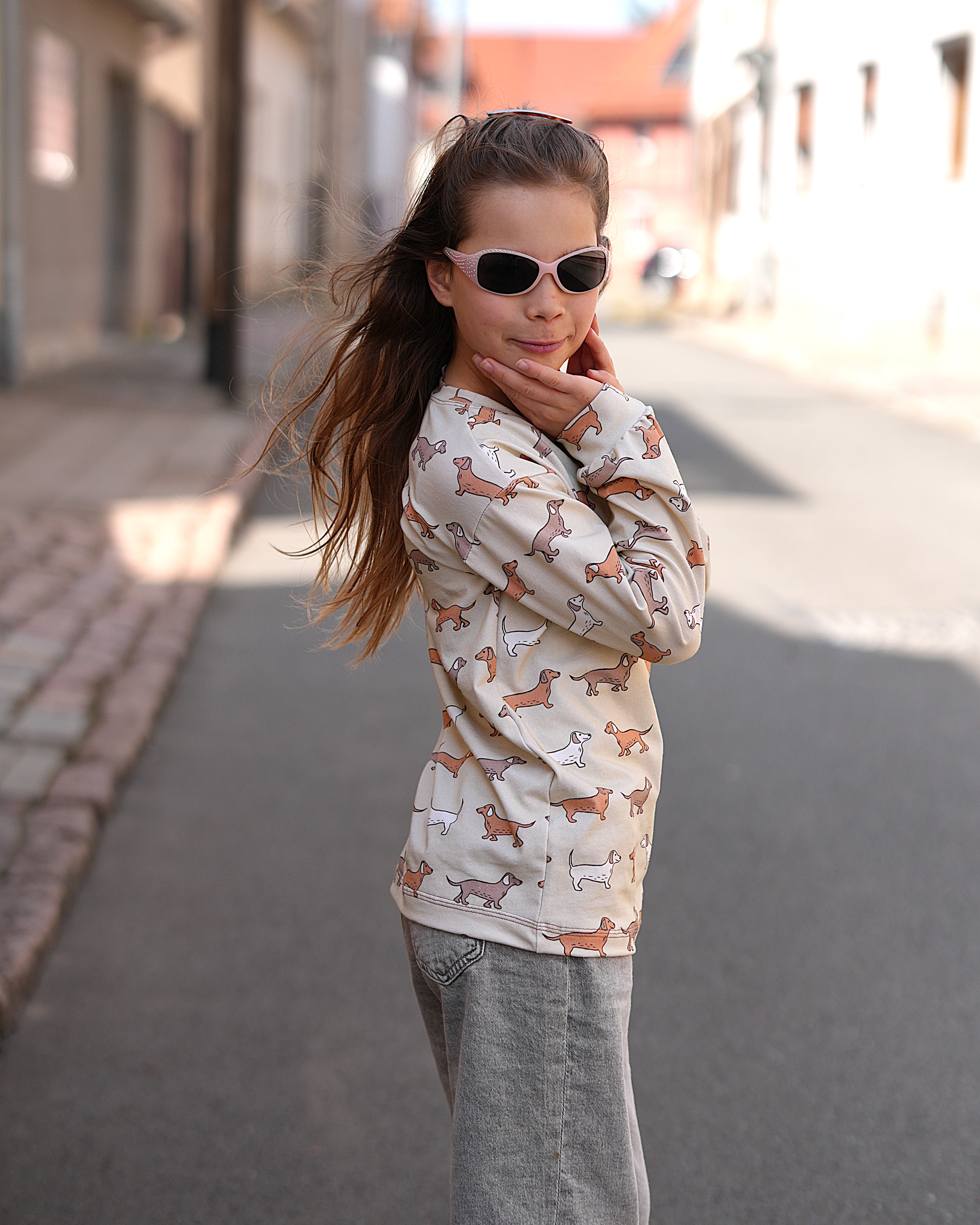 Bio Stoff  -  Modischer Dackel Babsy khaki