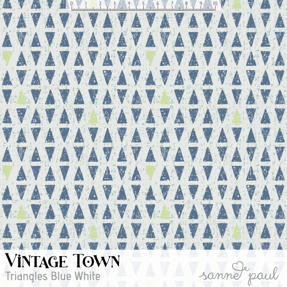 Bio Stoff  - Vintage Town Triangles Blues White - SannePaul, blau, Abstrakt