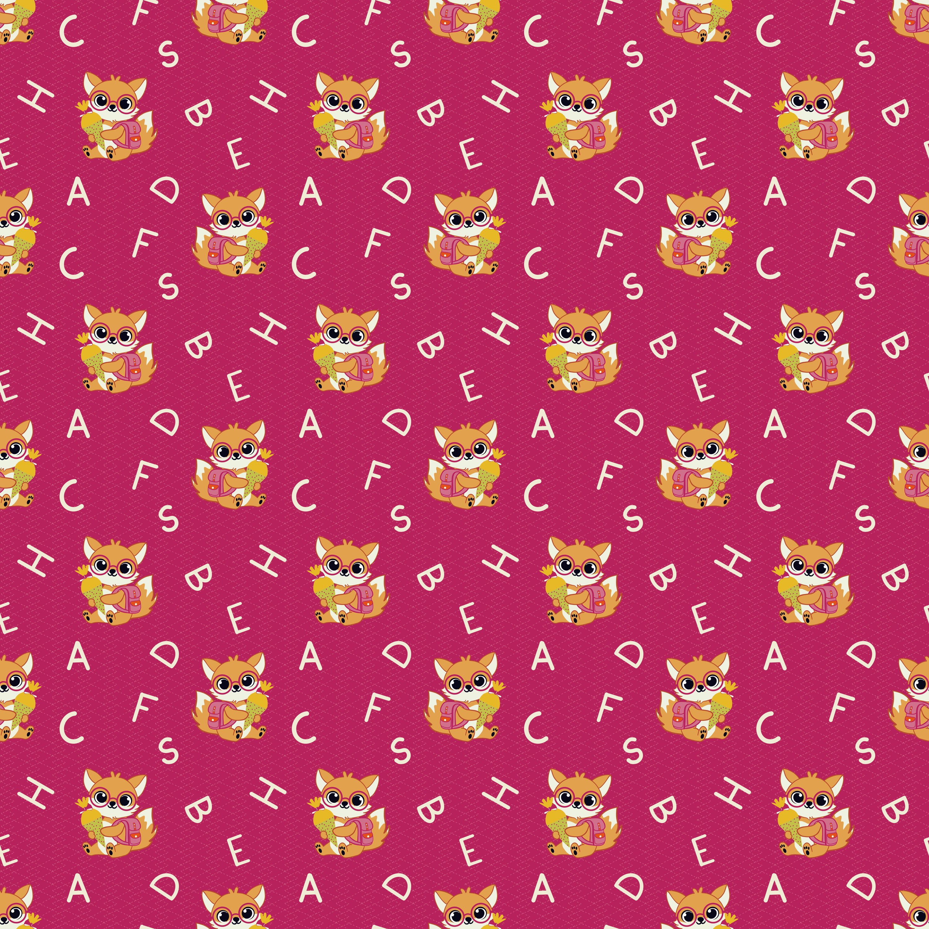 Bio Stoff - Buchstaben Fuchs Pink von misspeppels in pink Bio Stoff - Buchstaben Fuchs Pink von misspeppels in pink
