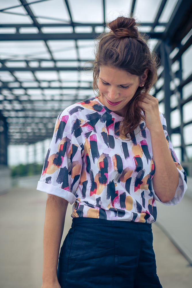 Bio Webware Stoff  -  Poppystripe  - Enemenemeins, weiß, Streifen, bunt, Punkte, schwarz, 100% Bio-Baumwolle