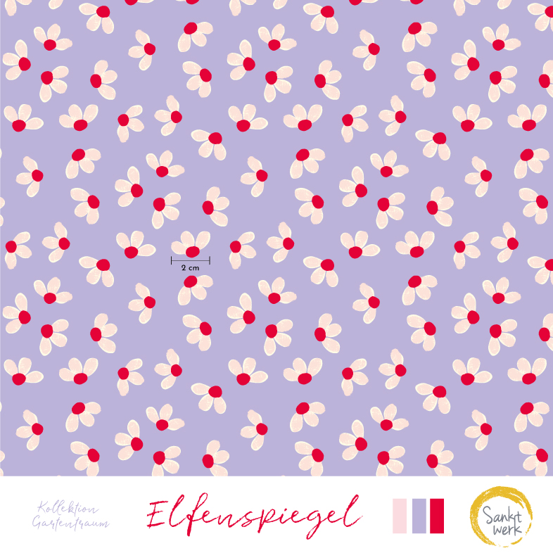 Bio Webware Stoff - Elfenspiegel - Sanktwerk, Floral & Blumen, lila, 100% Bio-Baumwolle Bio Webware Stoff - Elfenspiegel - Sanktwerk, Floral & Blumen, lila, 100% Bio-Baumwolle