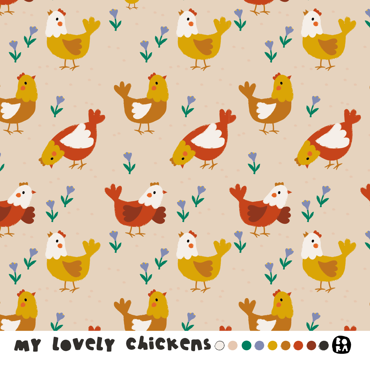 Organic fabric - My lovely Chicken