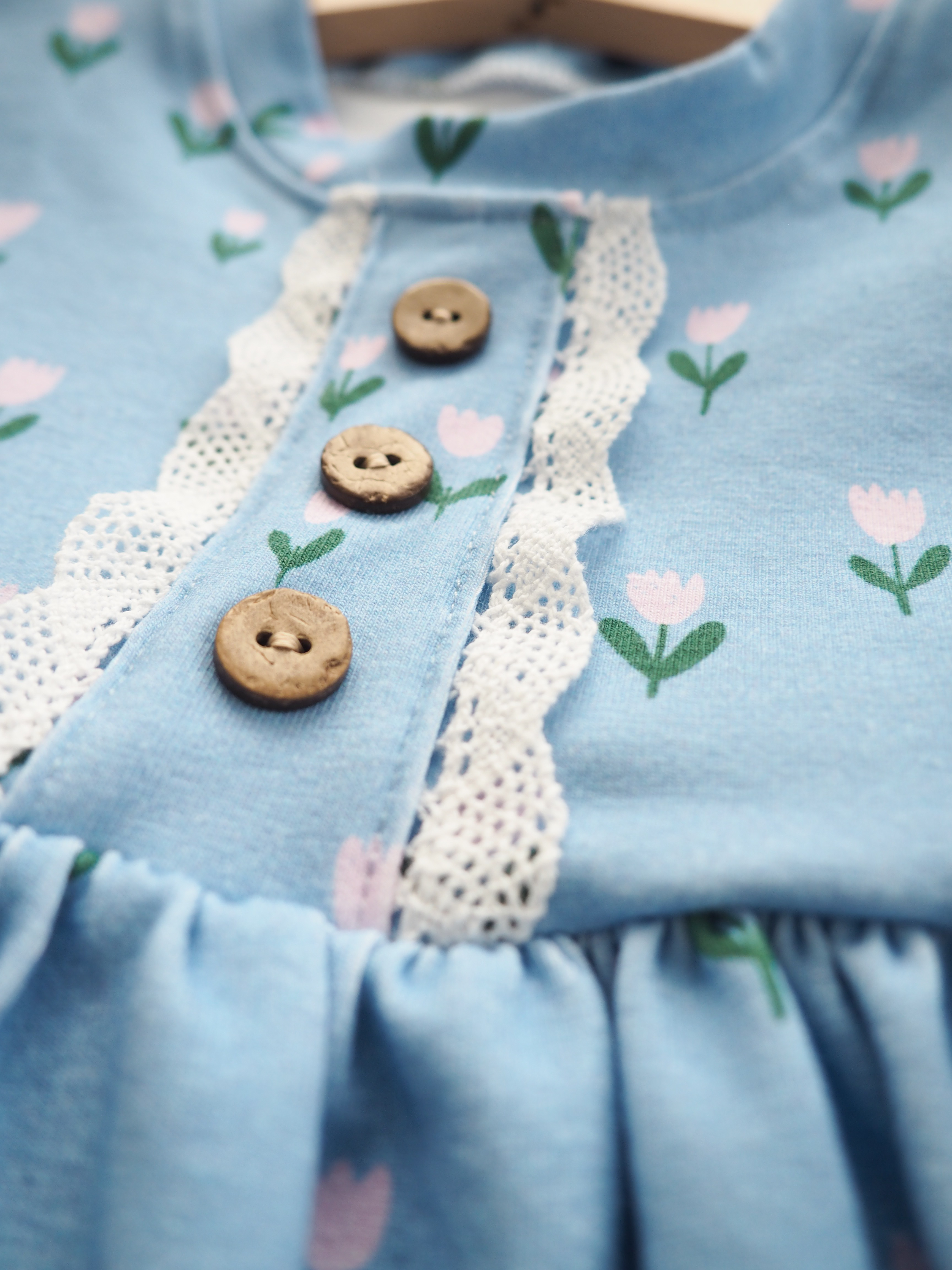 Organic Fabric  - Tiny Tulip ebony