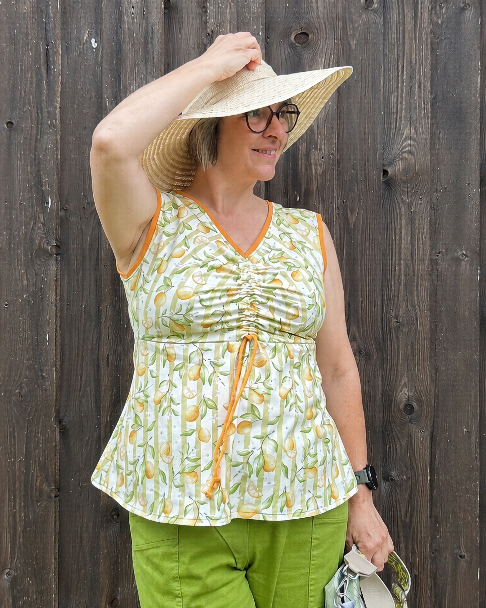Organic fabric  -  Sommertage in Italien Zitronen Streifen