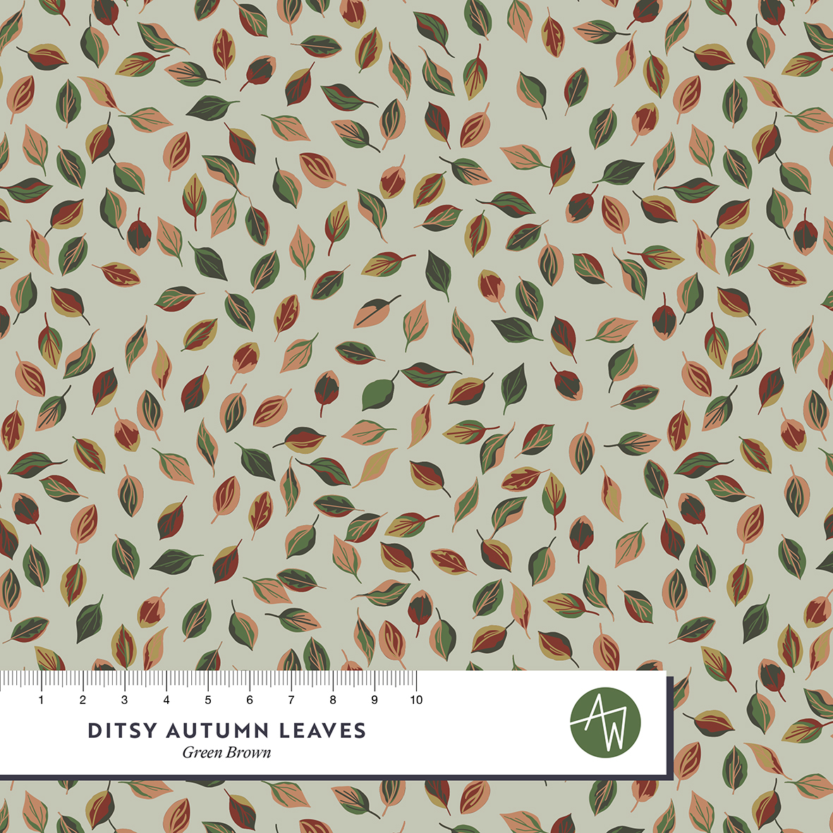 Bio Webware Stoff - Ditsy Autumn Leaves Green Brown - AlexandraWeise, Kariert, grün, Herbst, 100% Bio-Baumwolle Bio Webware Stoff - Ditsy Autumn Leaves Green Brown - AlexandraWeise, Kariert, grün, Herbst, 100% Bio-Baumwolle