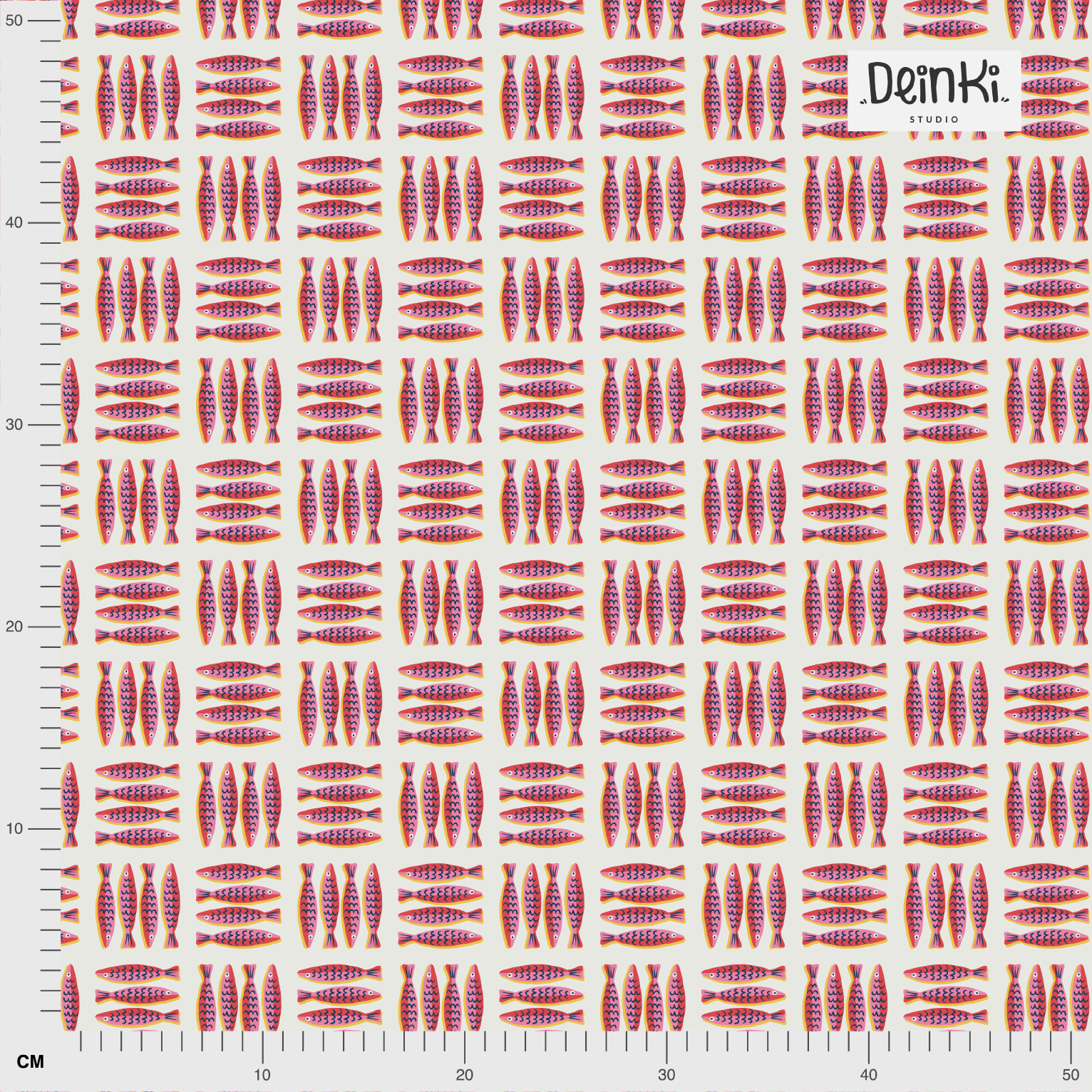 Organic fabric - Sardinenfreunde white, red
