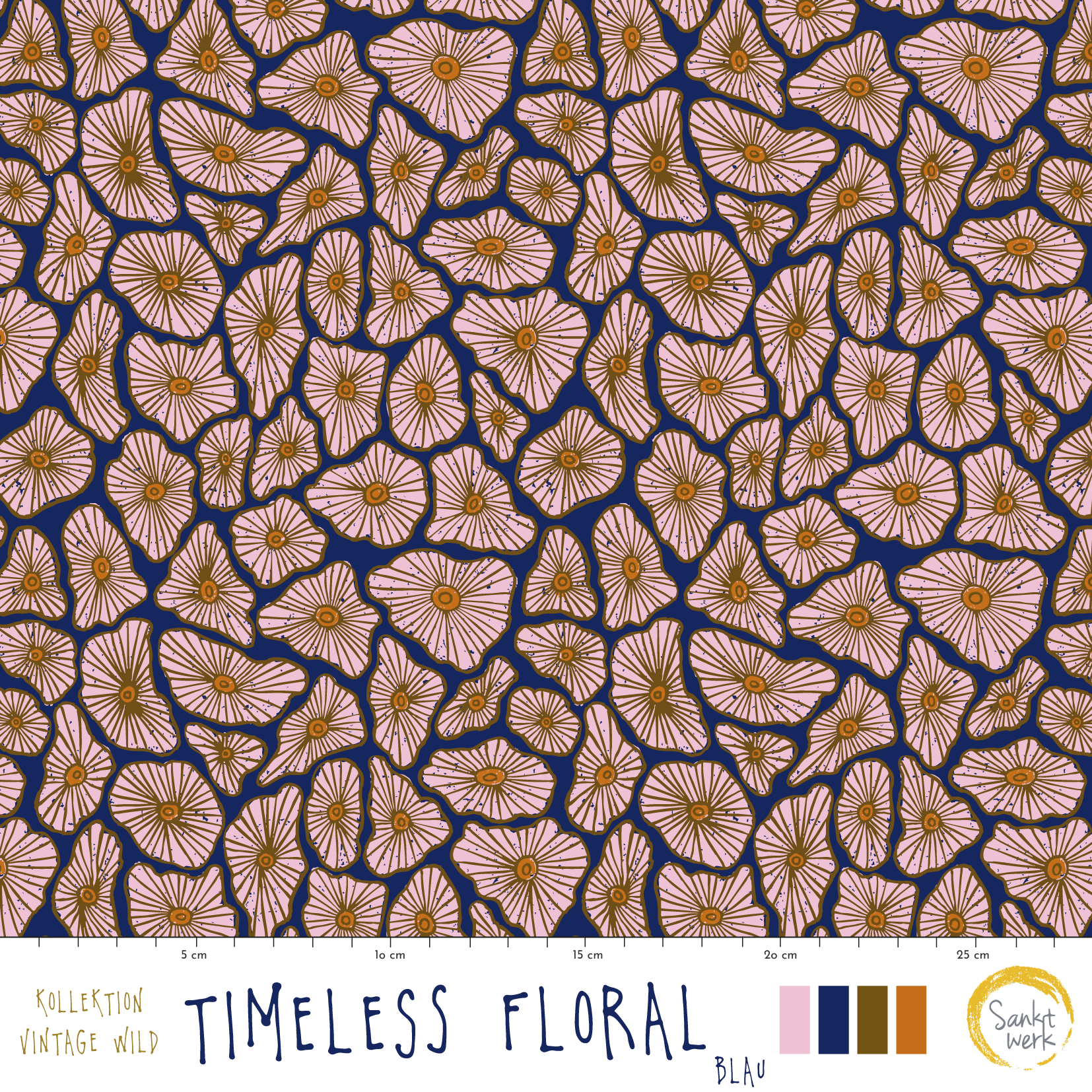 Organic Fabric - Timeless Floral blue