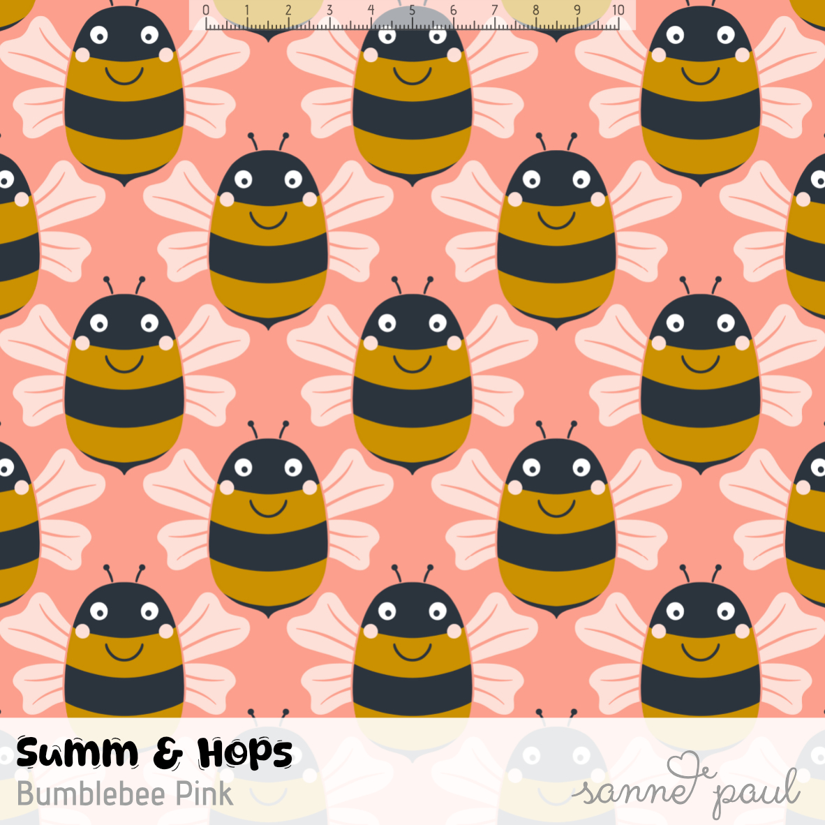 Bio Stoff - Summ And Hops Bumblebee Pink von Sanne Paul in rosa