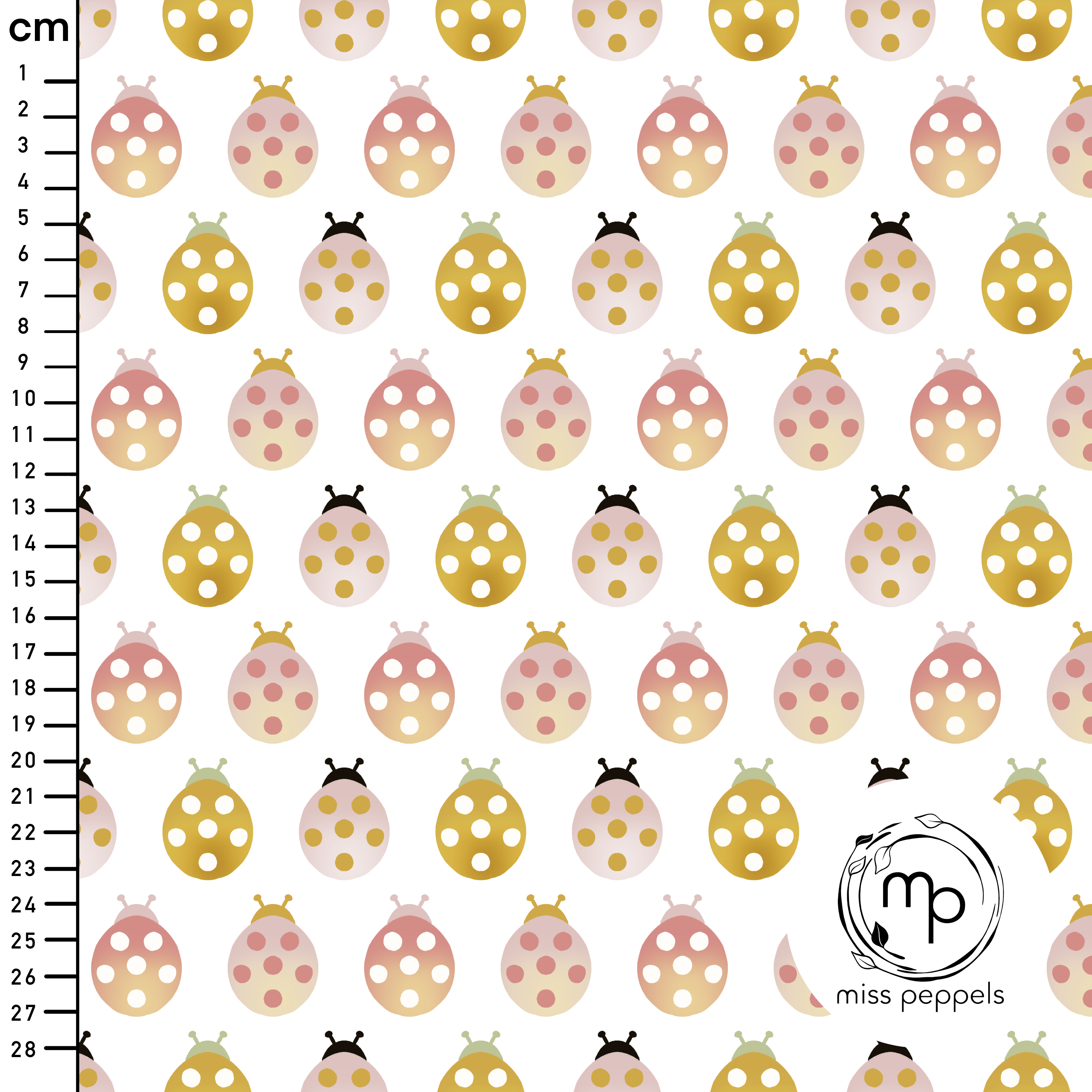 Bio Stoff  - Marienkäfer rosa