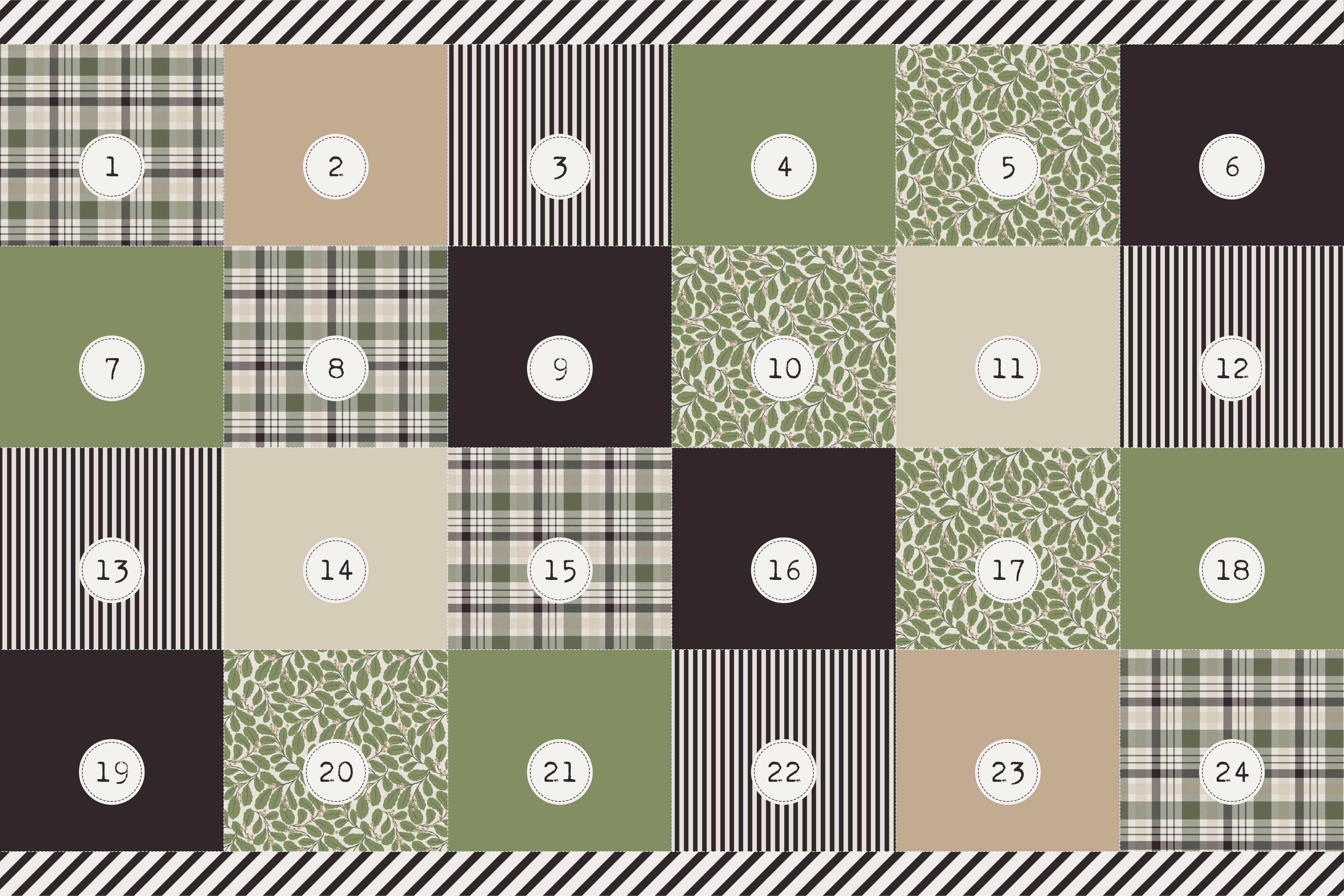 Bio Stoff  - 1m Panel Adventkalender Scandi