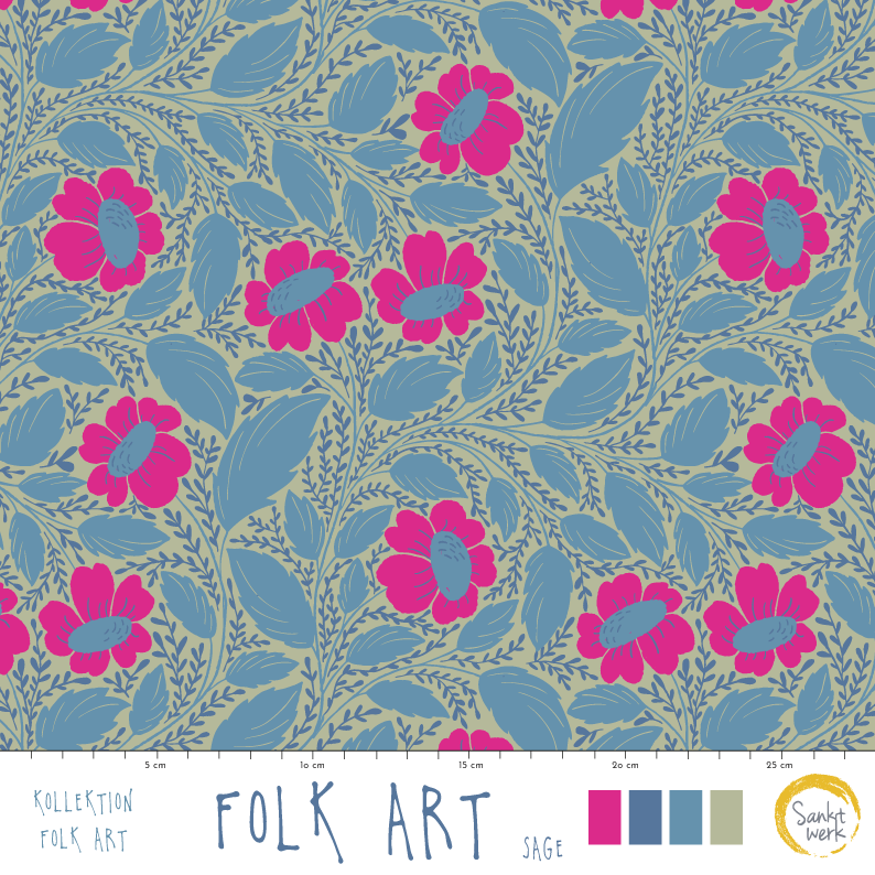 Bio Stoff - Folk Art Sage von Sanktwerk in mint