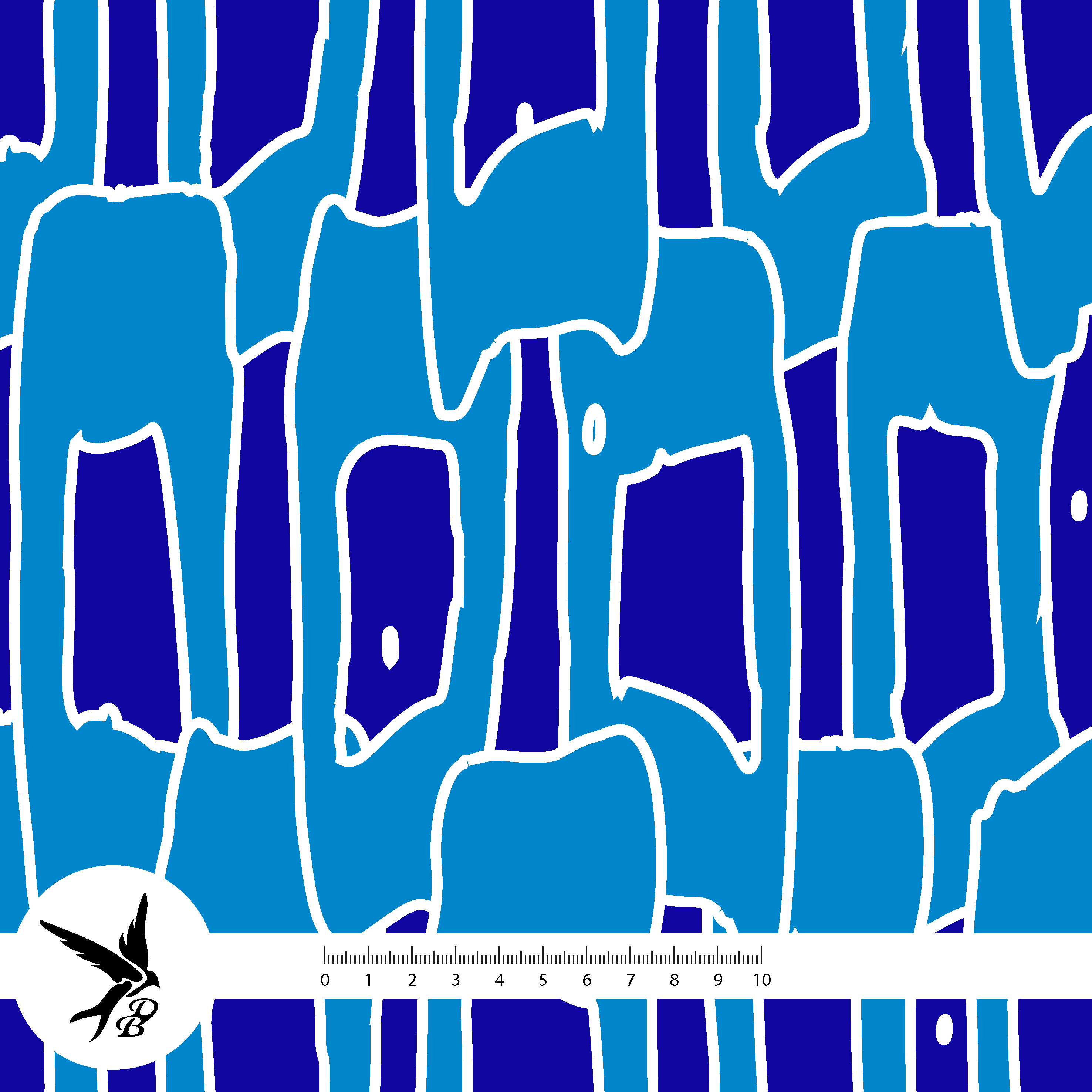Bio Fabric - Bloom And Shape Abstract Checks Blue by Daniela Bonn in blue