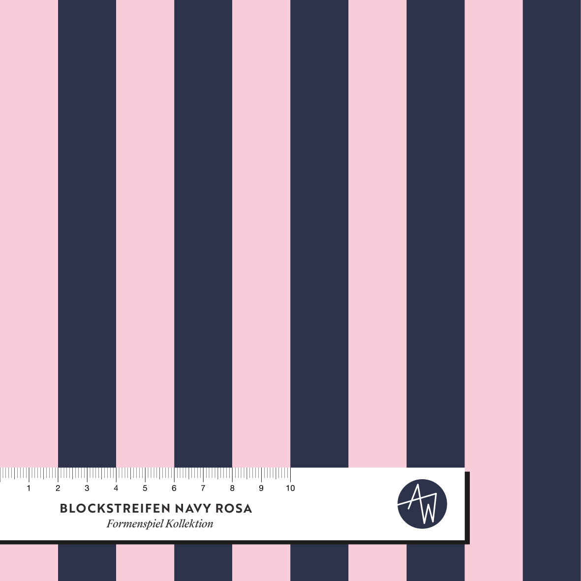 Bio Stoff - Formenspiel Blockstreifen Navy Rosa von Alexandra Weise in rosa und blau
