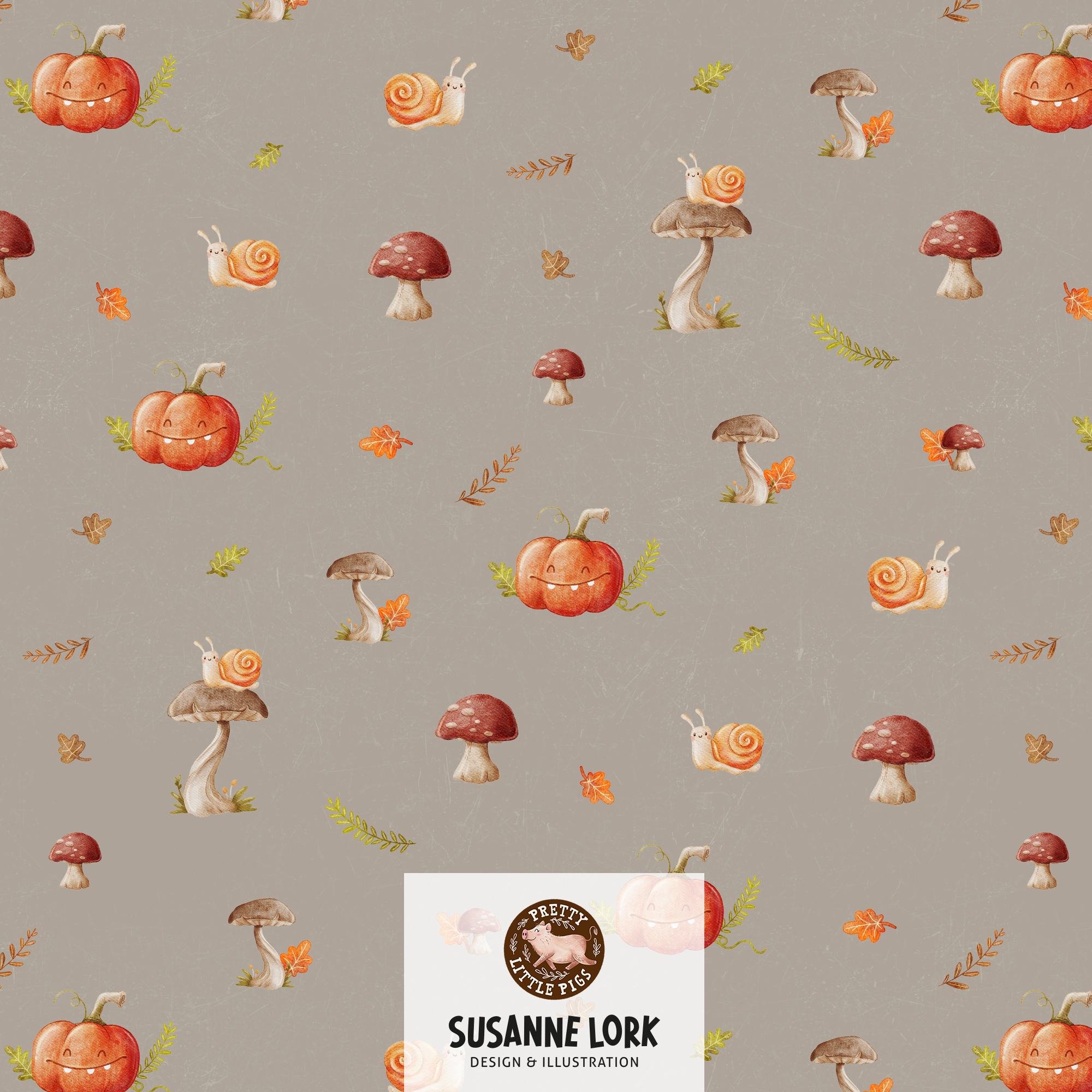 Bio Webware Stoff - Little Autumn Friends Kombi Greige - PrettyLittlePigs, Herbst, Wald, Tiere, beige, 100% Bio-Baumwolle Bio Webware Stoff - Little Autumn Friends Kombi Greige - PrettyLittlePigs, Herbst, Wald, Tiere, beige, 100% Bio-Baumwolle