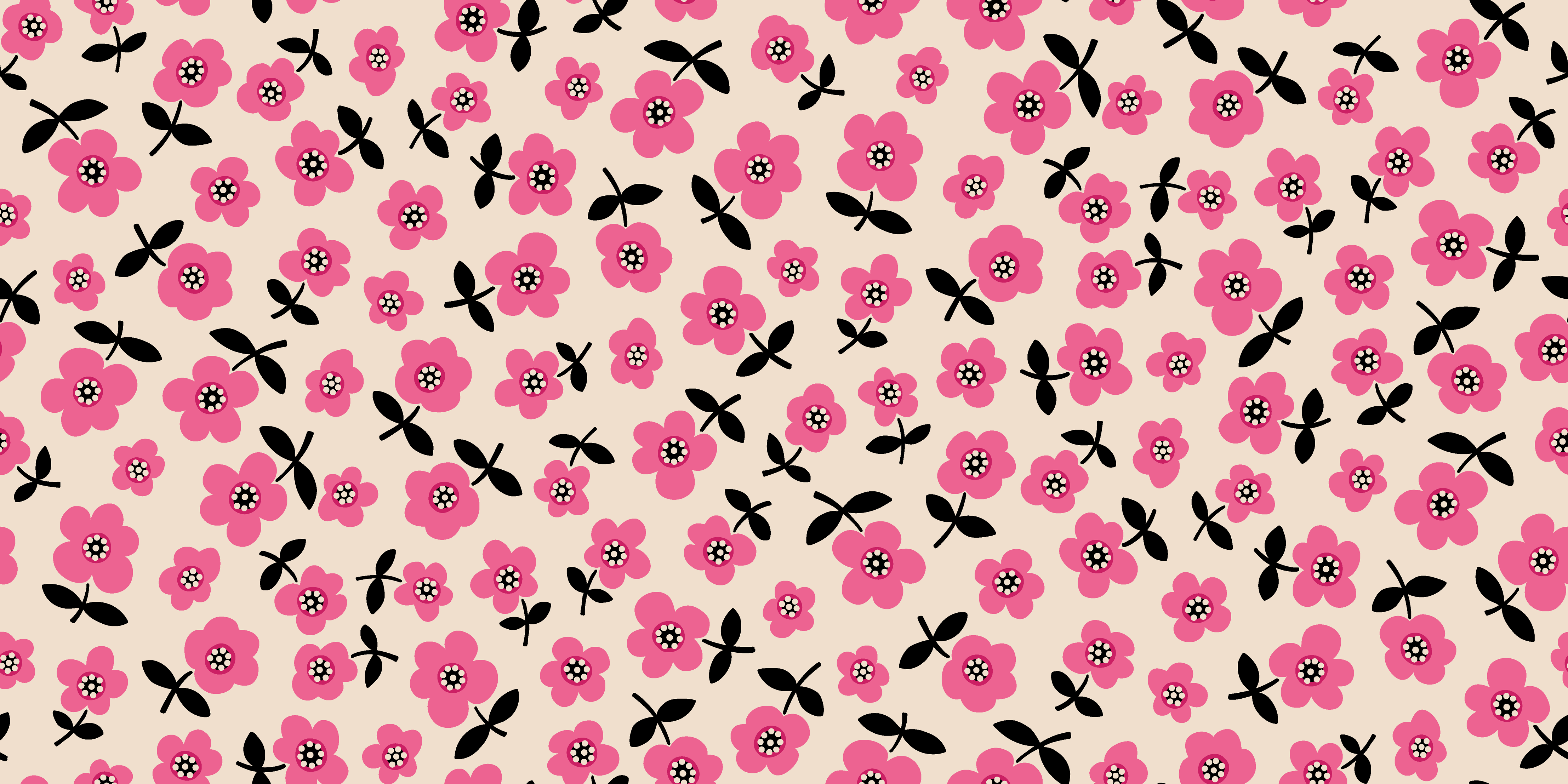 Organic Fabric - Colorful Floral Sea Pink by Alexandra Weise in pink