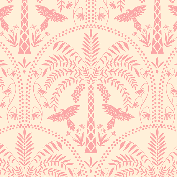 Bio Stoff  - Parrots and Palms pink