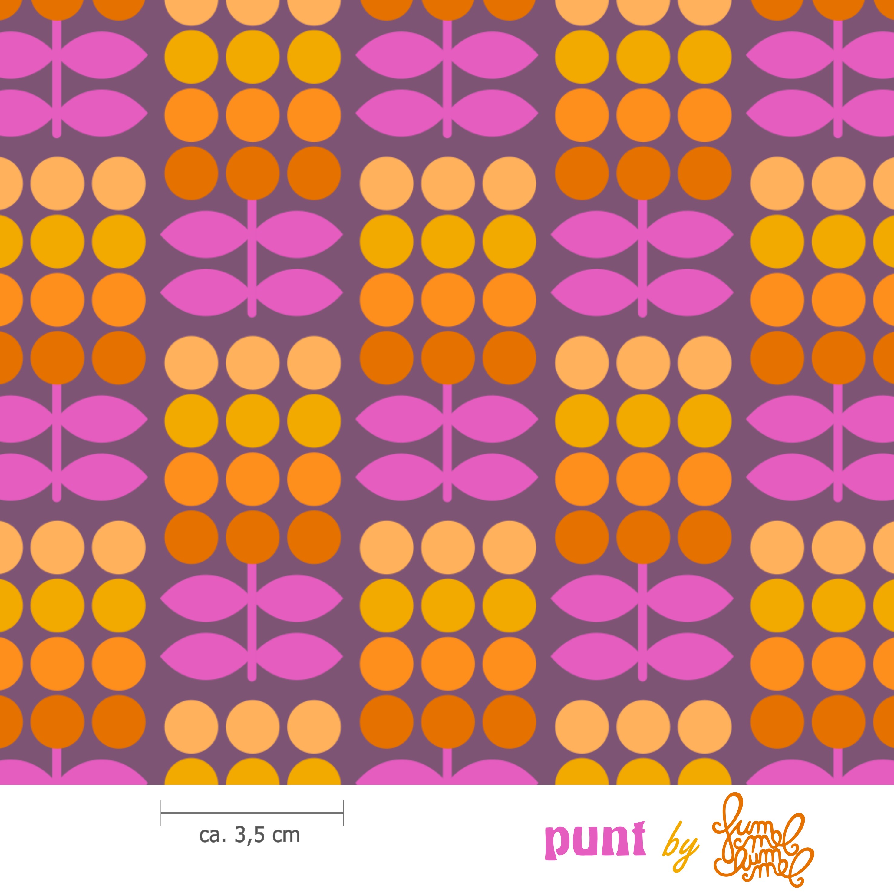 Bio Stoff  - Punt Lila - Fummelhummel, bunt, Floral & Blumen